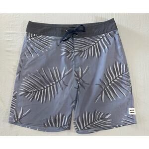 Brixton Lightweight Quick Dry Board Shorts w/ Wax Comb. Gray Floral, Men's 32.